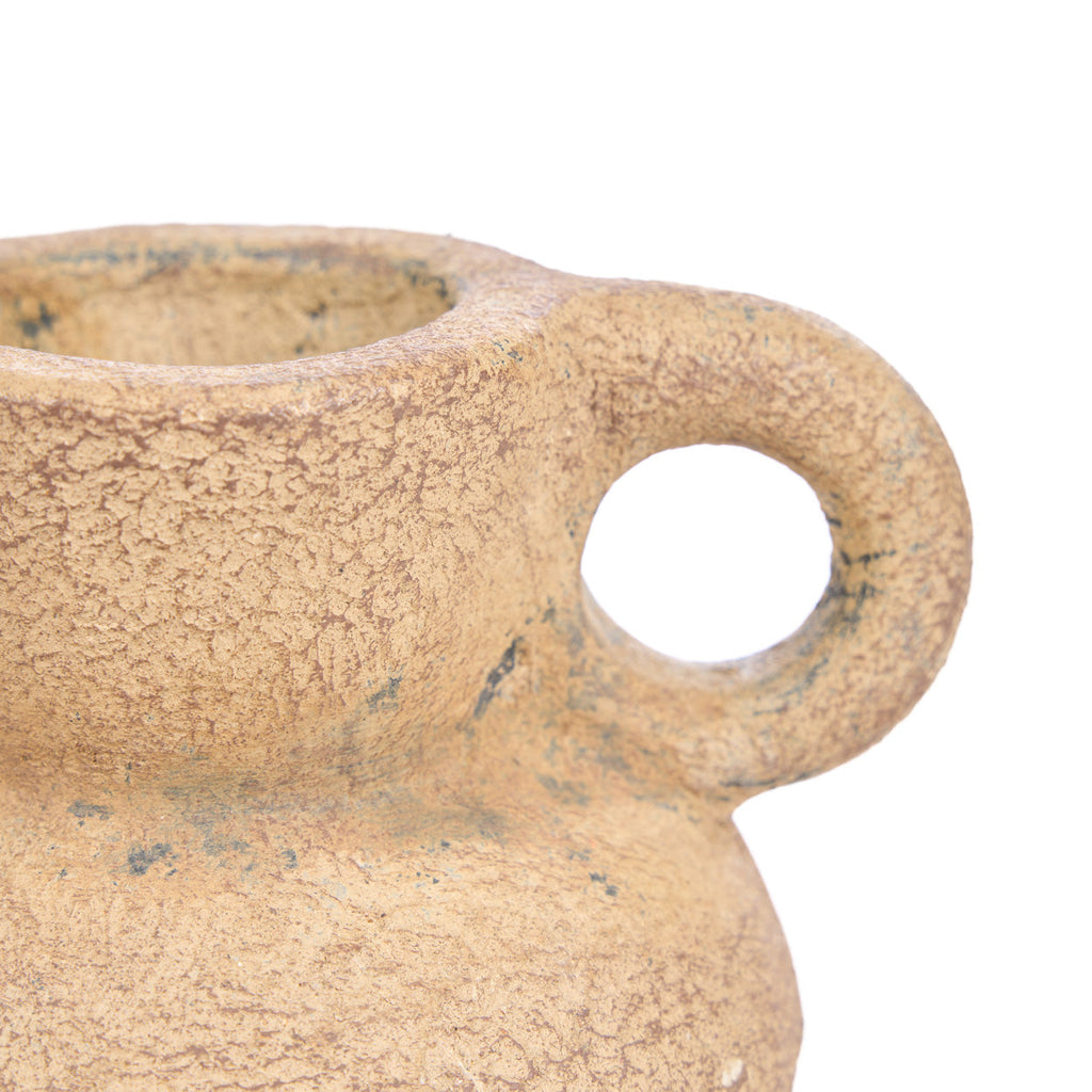 Vase en céramique sable à anses finition patinée – H18 cm - S
