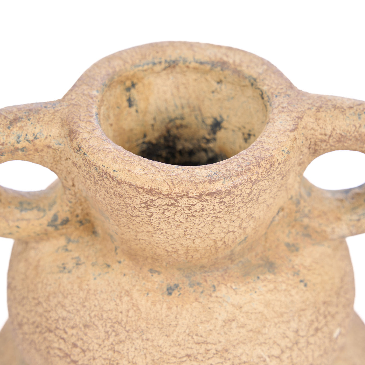 Vase en céramique sable à anses finition patinée – H18 cm - S