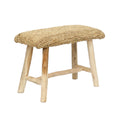 Banc rectangulaire en raphia tressé naturel et bois brut – 60x28 cm