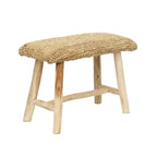 Banc rectangulaire en raphia tressé naturel et bois brut – 60x28 cm