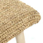Banc rectangulaire en raphia tressé naturel et bois brut – 60x28 cm