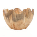 Bol en bois de teck naturel bord ondulé pour fruits et décoration