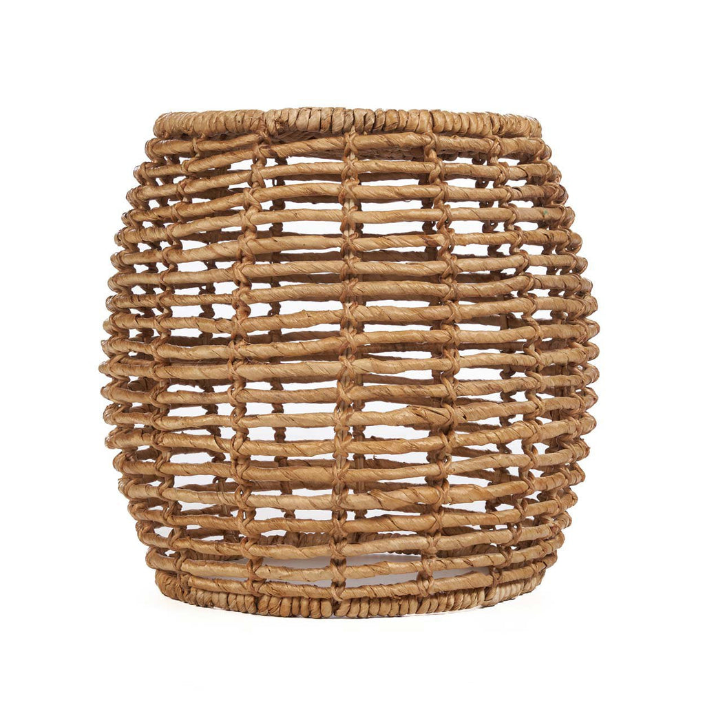 Tabouret en feuilles de bananier ajouré couleur miel – H45 cm