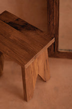 Tabouret rectangulaire teck naturel bois massif 45 cm