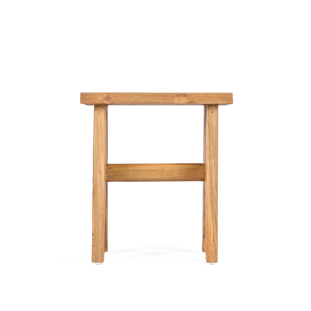 Tabouret rectangulaire teck naturel bois massif 45 cm