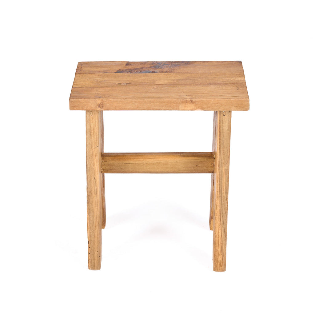 Tabouret rectangulaire teck naturel bois massif 45 cm