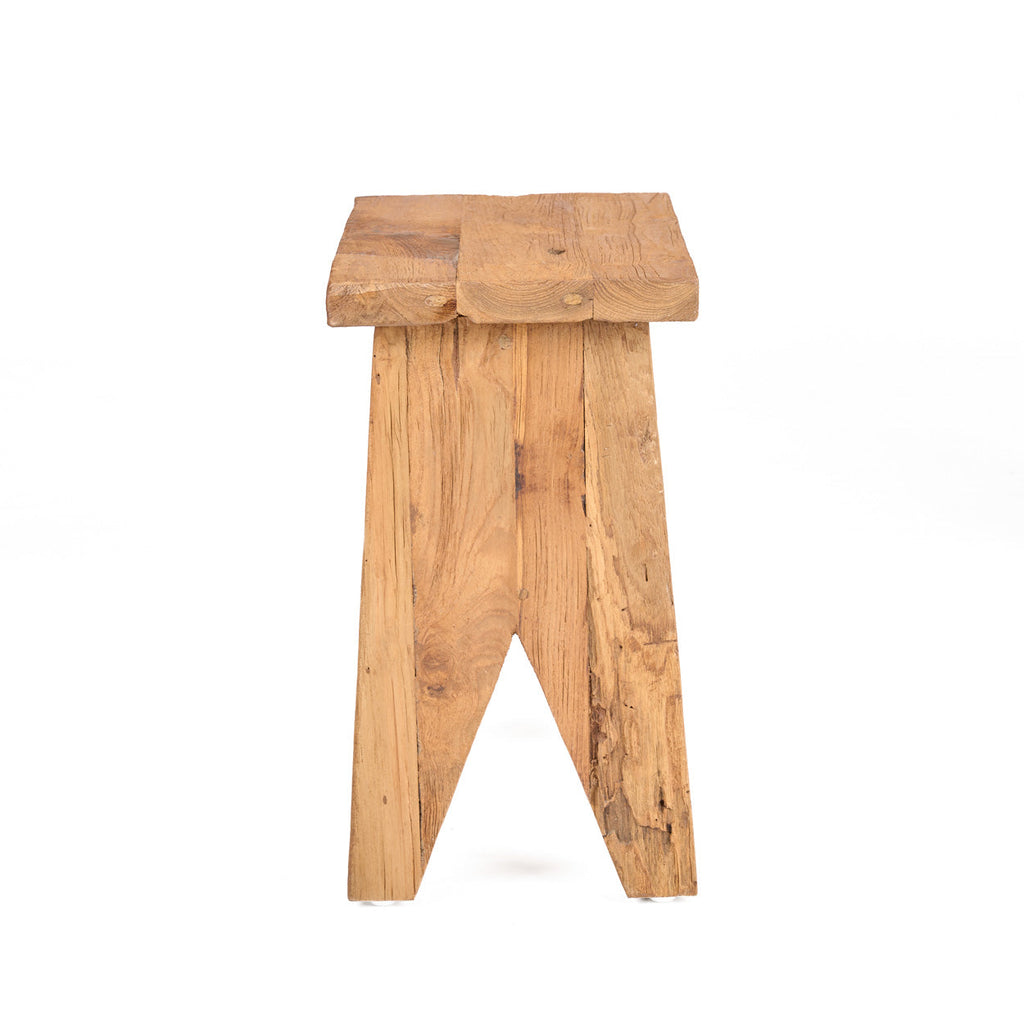 Tabouret rectangulaire teck naturel bois massif 45 cm