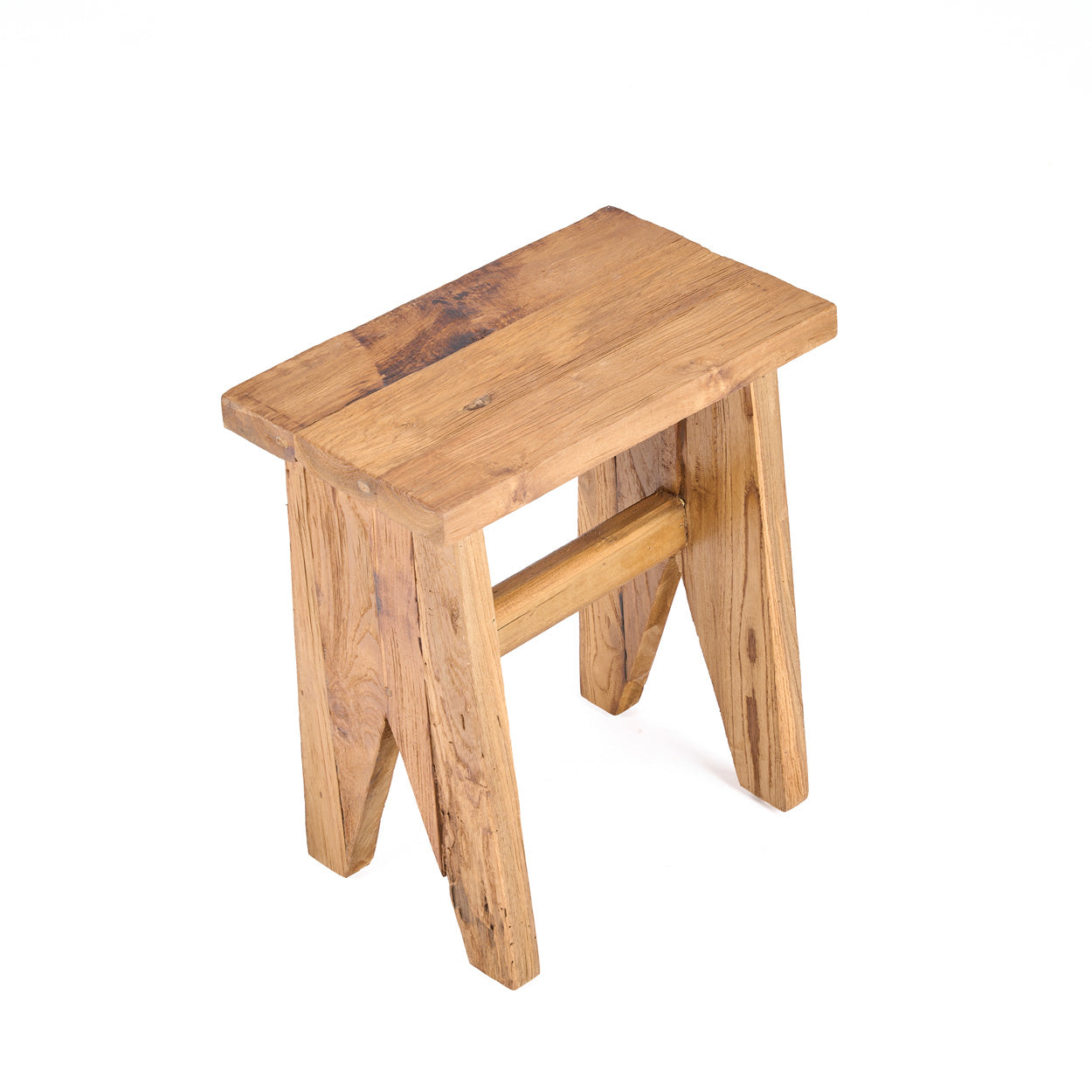 Tabouret rectangulaire teck naturel bois massif 45 cm