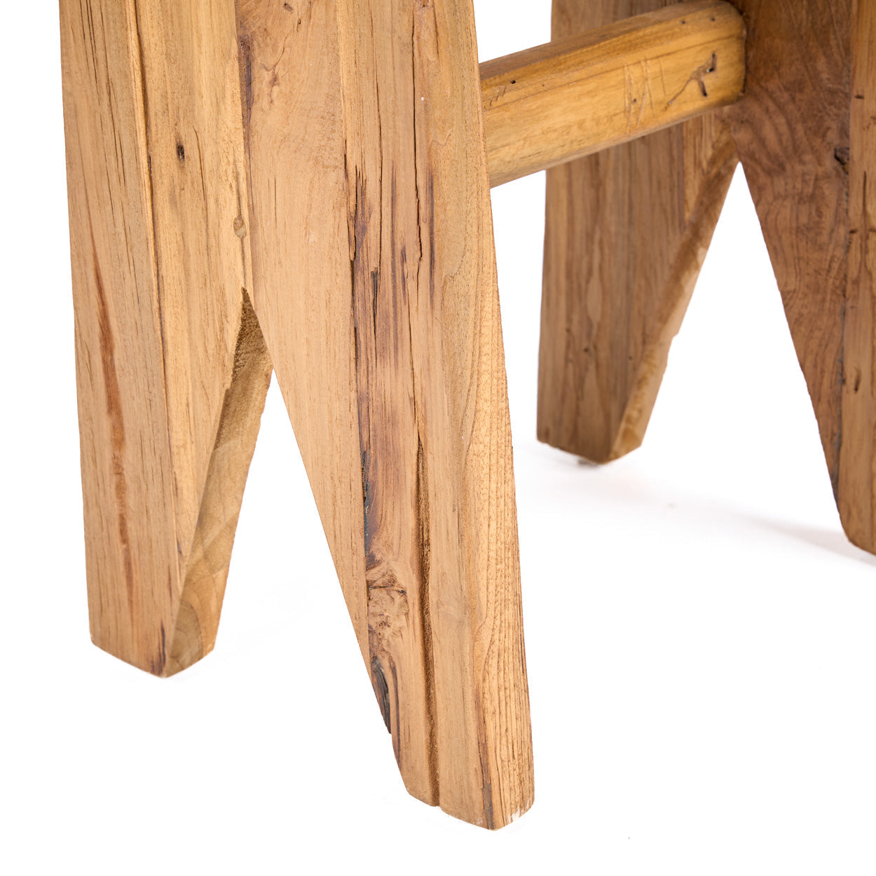 Tabouret rectangulaire teck naturel bois massif 45 cm