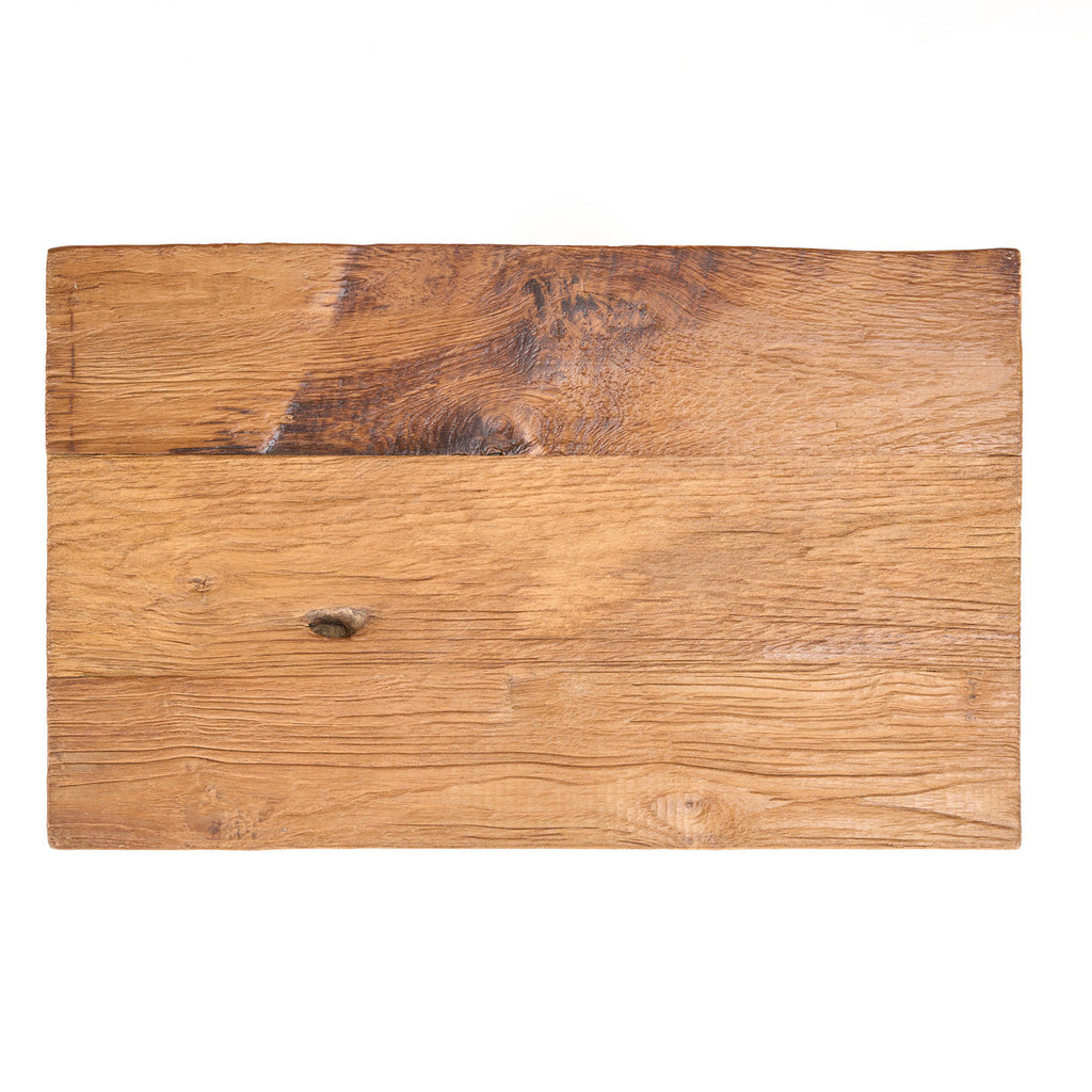Tabouret rectangulaire teck naturel bois massif 45 cm
