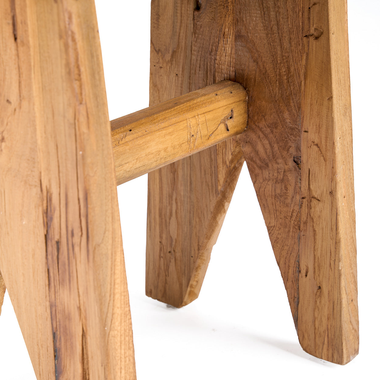 Tabouret rectangulaire teck naturel bois massif 45 cm