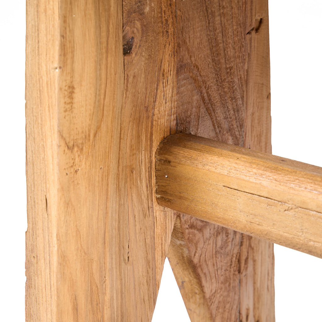 Tabouret rectangulaire teck naturel bois massif 45 cm