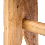 Tabouret rectangulaire teck naturel bois massif 45 cm