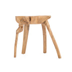 Tabouret racine teck organique naturel pour salon – H45 cm
