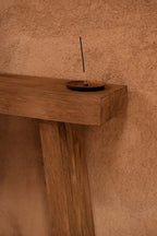 Table console teck massif naturel pour salon ou entrée – 86x30 cm