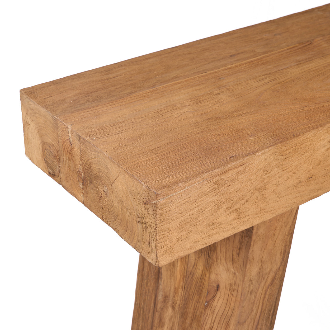 Table console teck massif naturel pour salon ou entrée – 86x30 cm