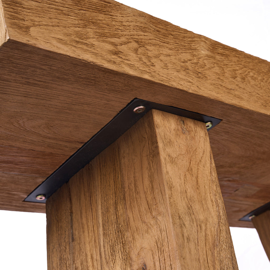 Table console teck massif naturel pour salon ou entrée – 86x30 cm