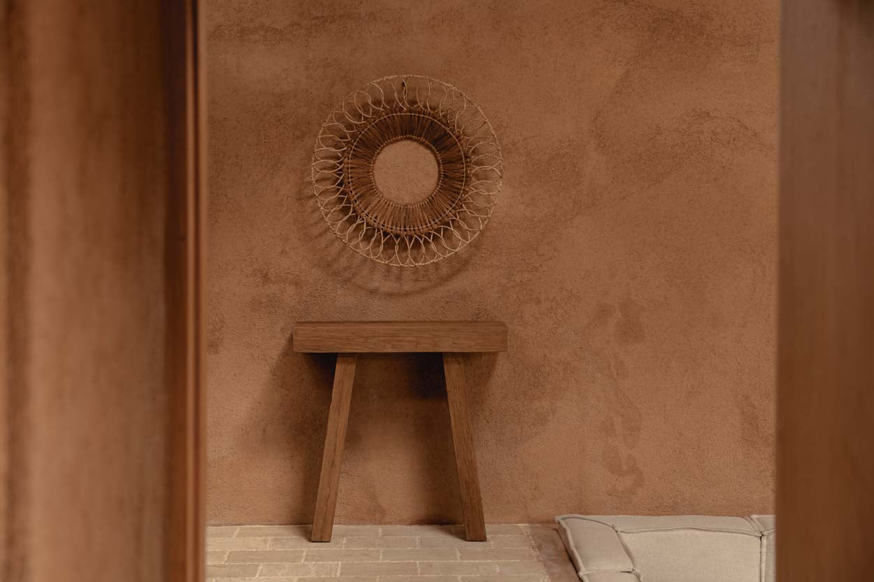 Table console teck massif naturel pour salon ou entrée – 86x30 cm