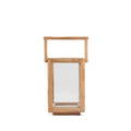 Lanterne rectangulaire en bois de teck recyclé naturel avec poignée – H43 cm