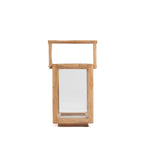 Lanterne rectangulaire en bois de teck recyclé naturel avec poignée – H43 cm