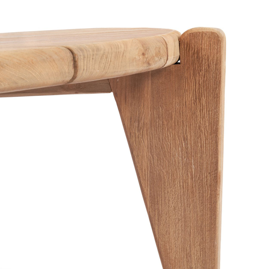 Table basse ronde en teck recyclé naturel pour jardin ou terrasse – Ø50 cm