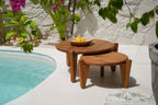 Table basse ronde en teck recyclé naturel pour jardin ou terrasse – Ø50 cm