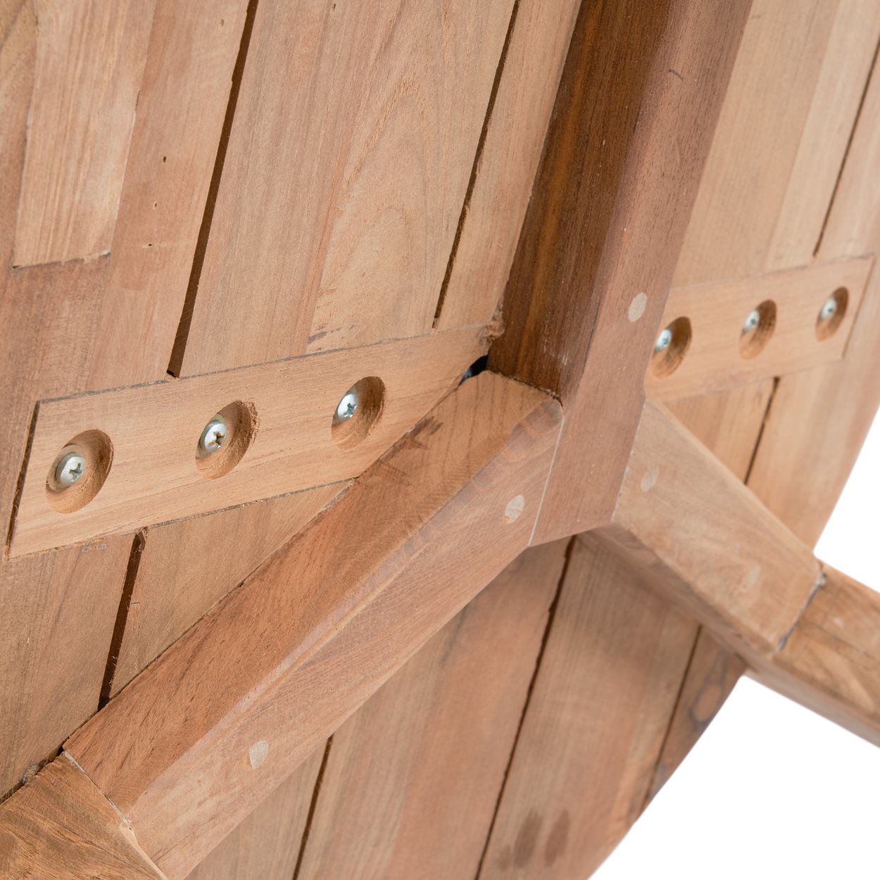 Table basse ronde en teck recyclé naturel pour jardin ou terrasse – Ø50 cm