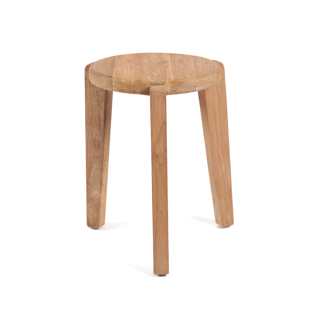 Table d'appoint ronde en teck recyclé – Naturel – Ø40 cm