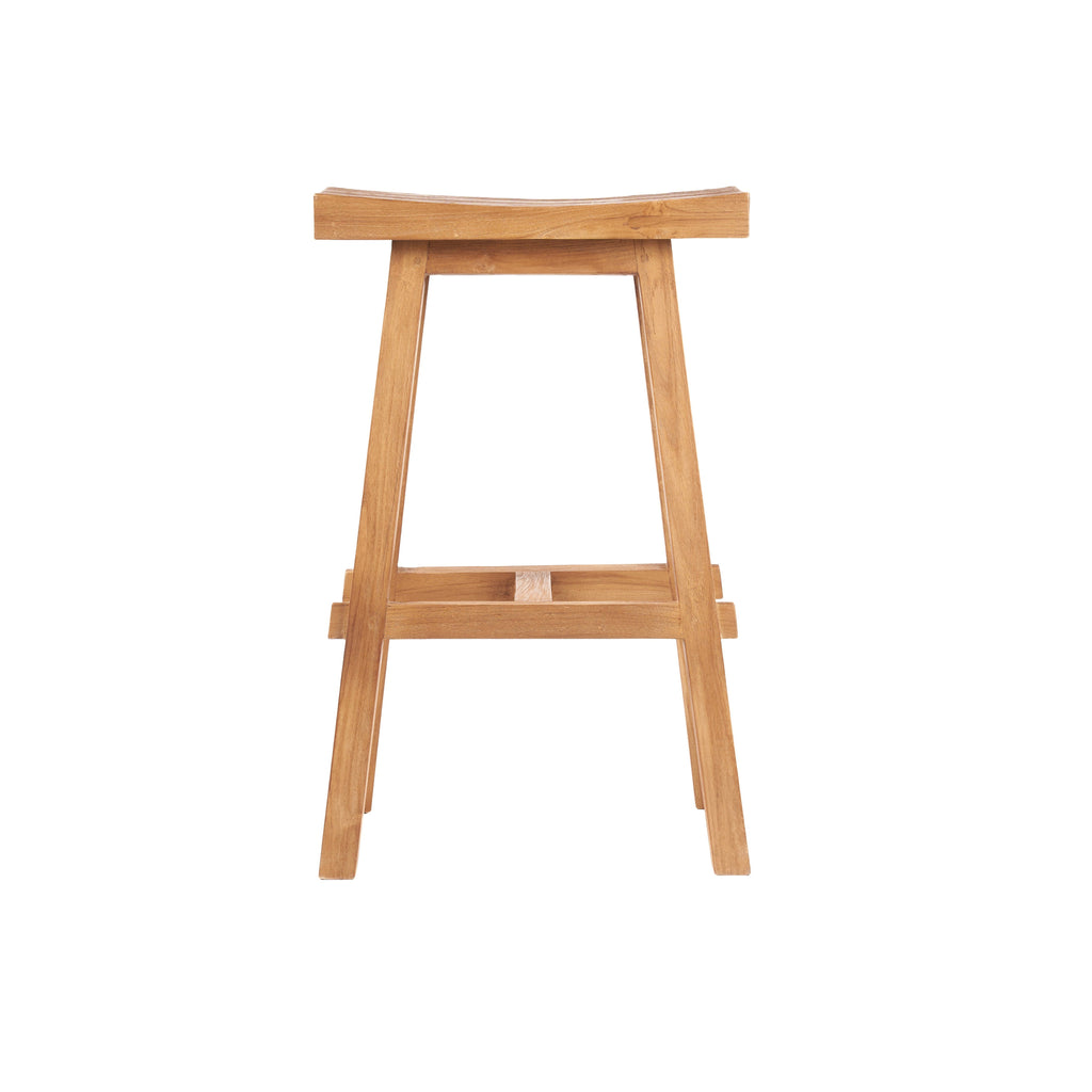 Tabouret de bar extérieur en teck recyclé 47x28 cm