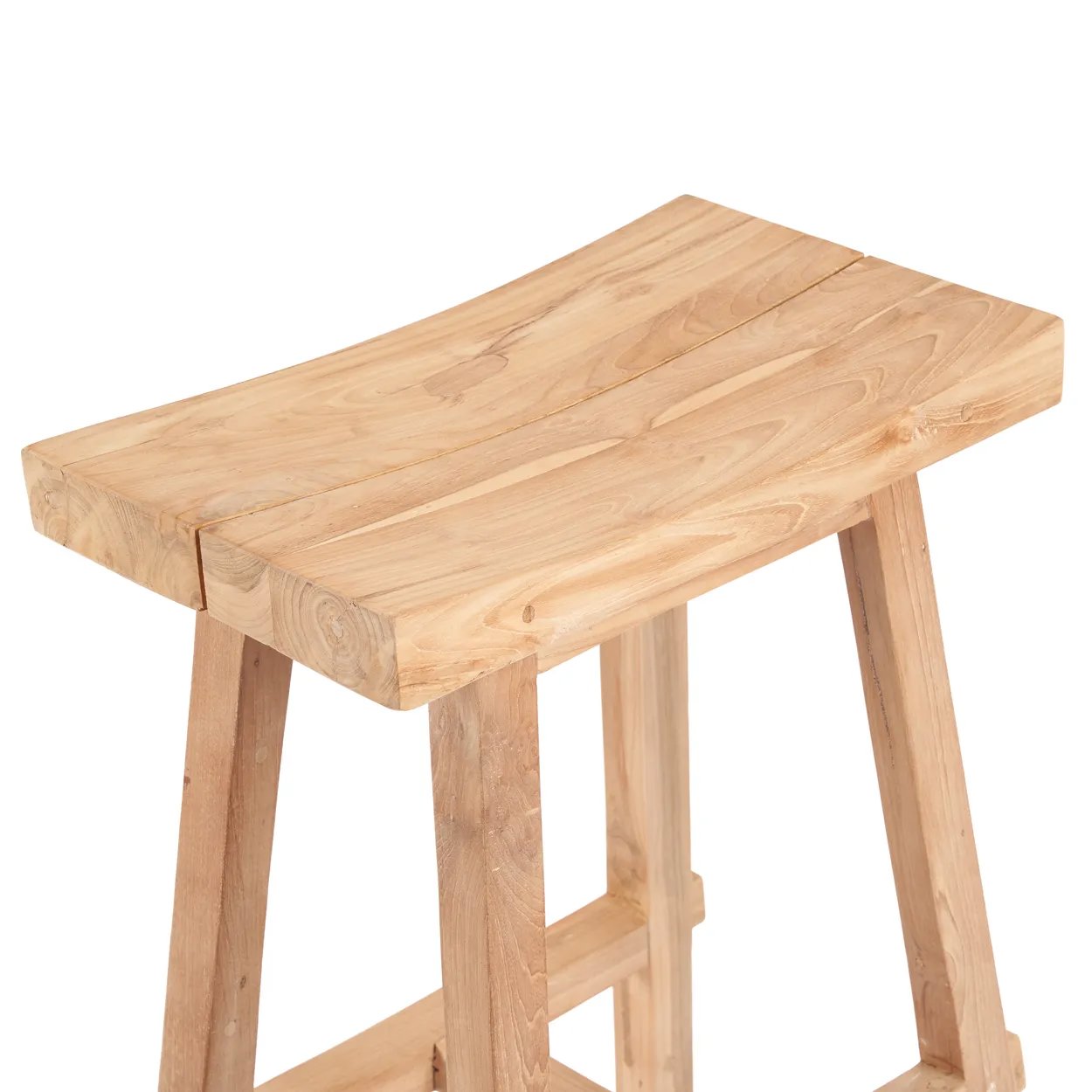 Tabouret de bar extérieur en teck recyclé 47x28 cm