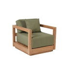 Fauteuil d'extérieur teck bois clair vert olive - 70x70 cm
