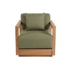 Fauteuil d'extérieur teck bois clair vert olive - 70x70 cm