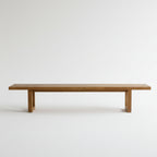 Banc en teck recyclé finition naturelle pieds ajourés – 220x100 cm