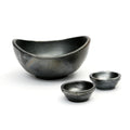 Bols en terre cuite émaillée noir charbon forme organique – Set de 3