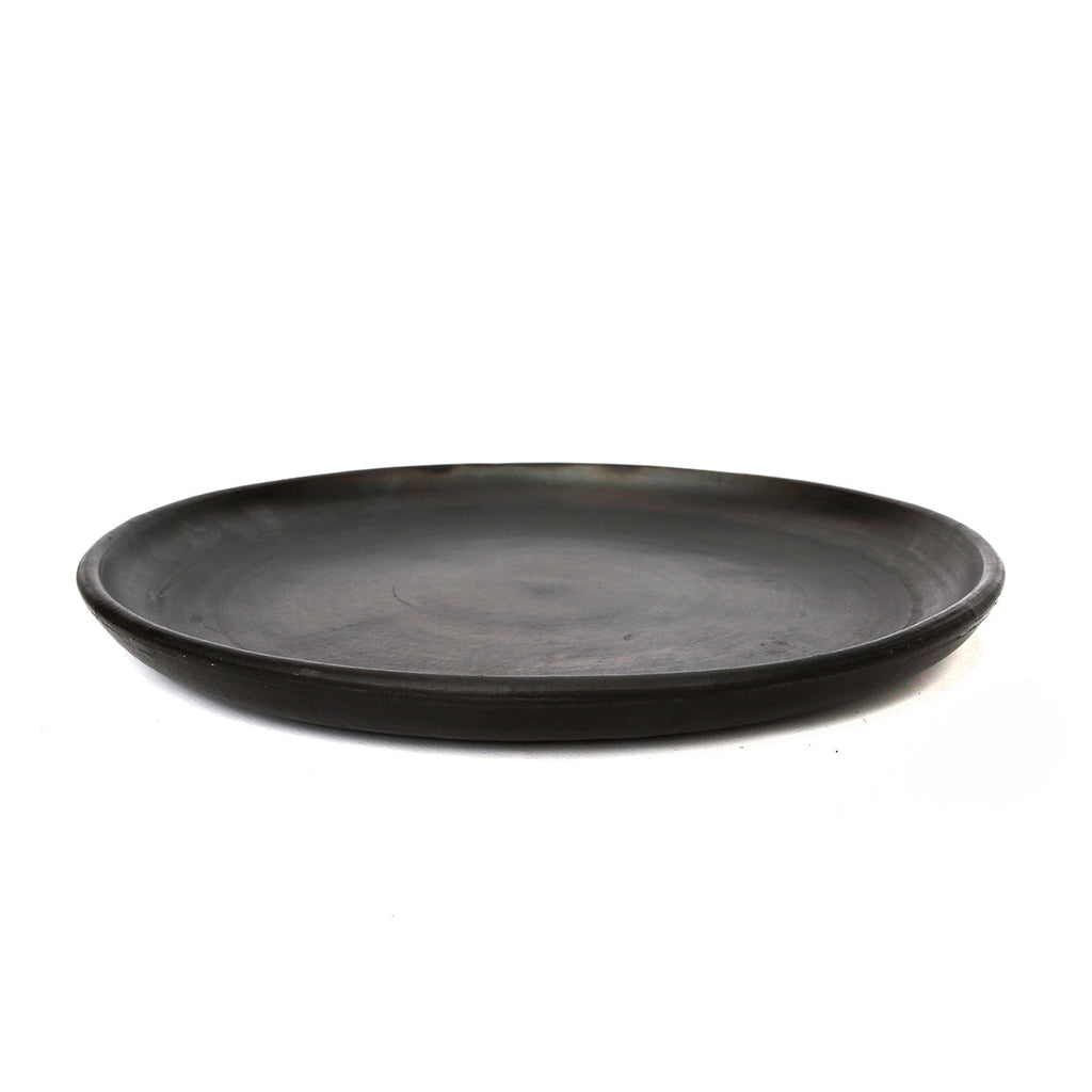 Assiette ronde en terracotta brûlée – Noir mat - Ø30 cm