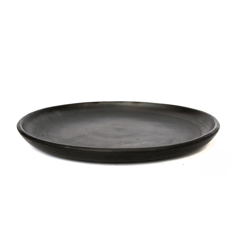 Assiette ronde en terracotta brûlée – Noir mat - Ø30 cm
