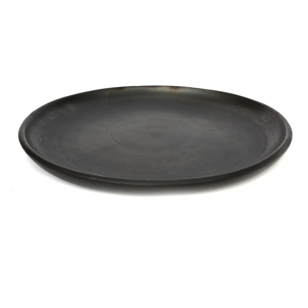 Assiette ronde en terracotta brûlée – Noir mat - Ø30 cm