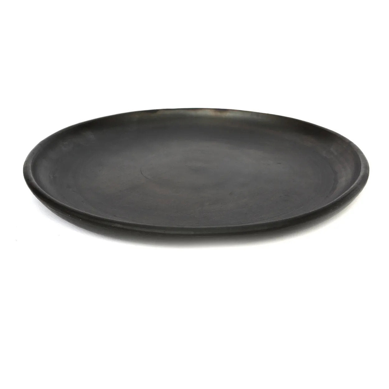 Assiette ronde en terracotta brûlée – Noir mat - Ø30 cm