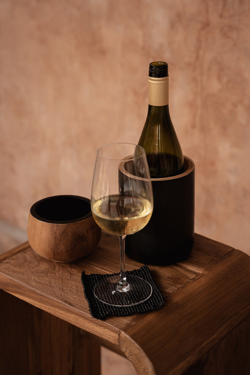 Vase rond en bois de teck naturel 15 cm