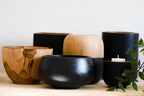 Vase rond en bois de teck naturel 15 cm