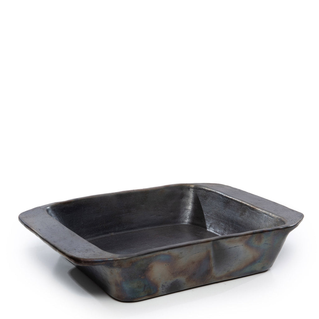 Plat de cuisson rectangulaire en métal noir effet brûlé – 37x28 cm