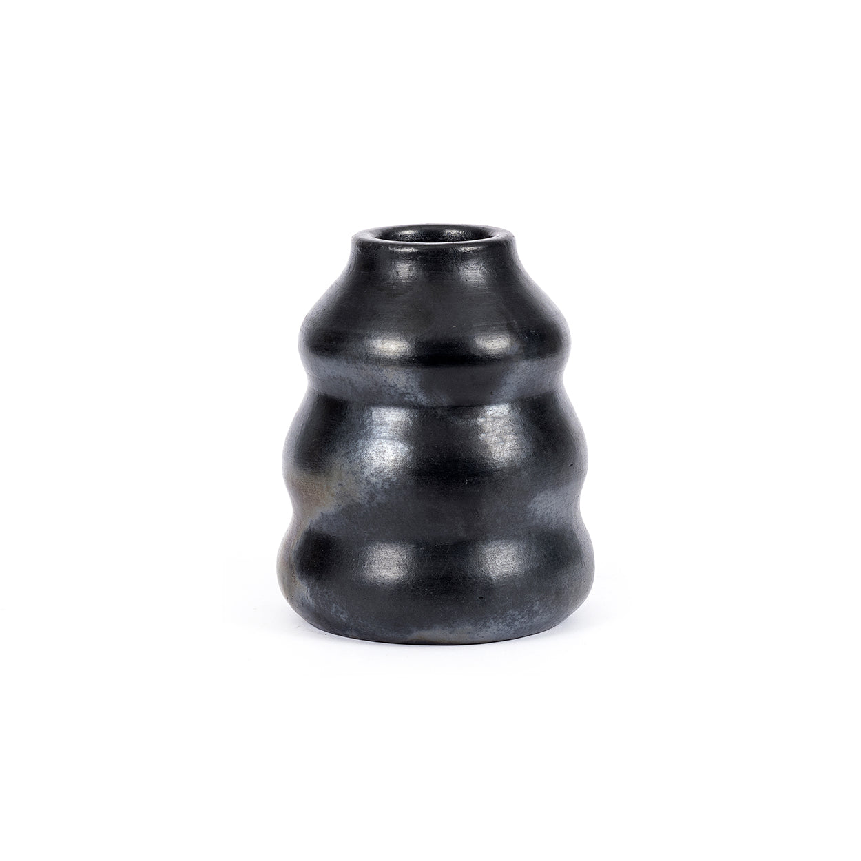 Vase en terre cuite noir fait main 13 cm x 6 cm