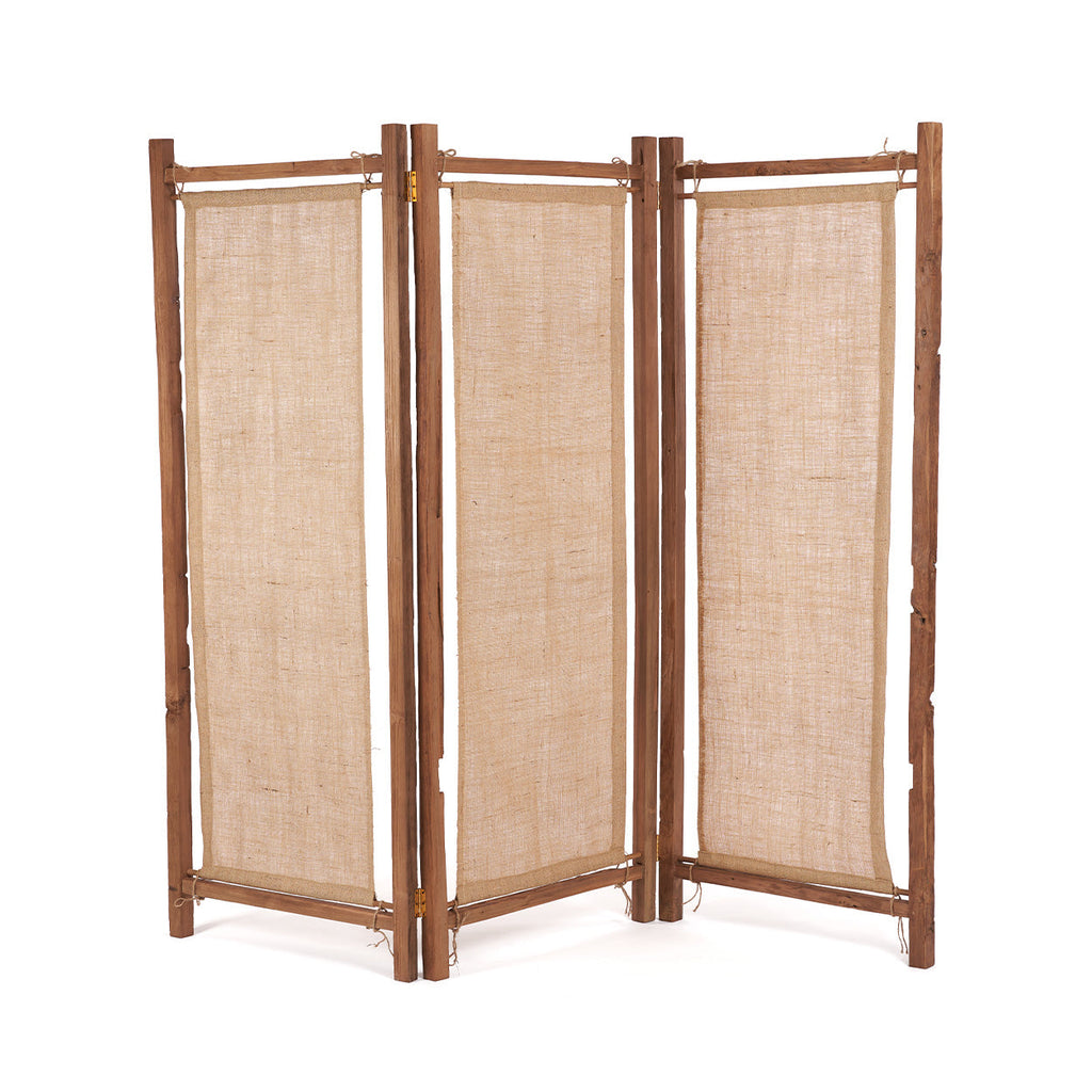 Séparateur de pièce en teck recyclé et jute naturel