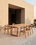 Table à manger extérieure en teck massif naturel – 180x100 cm