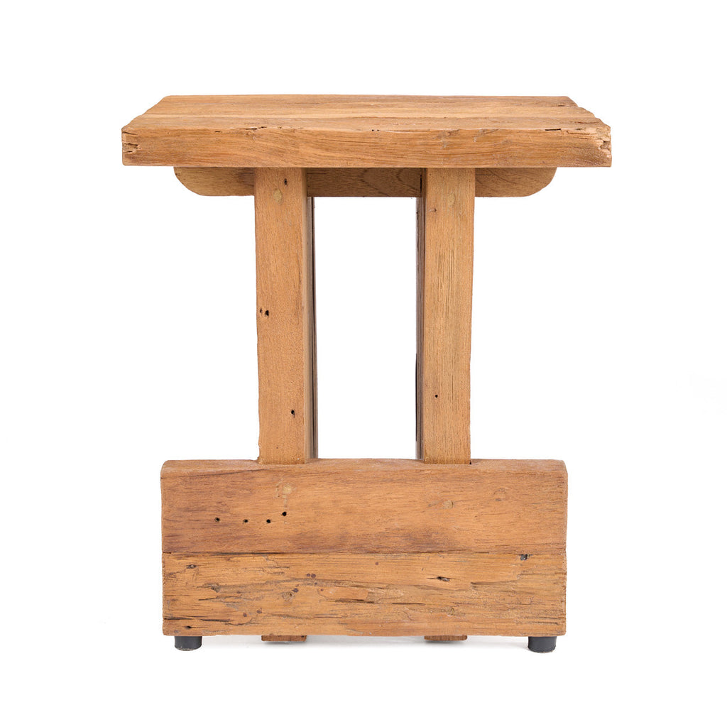 Tabouret bloc en teck massif ajouré - 40x40 cm
