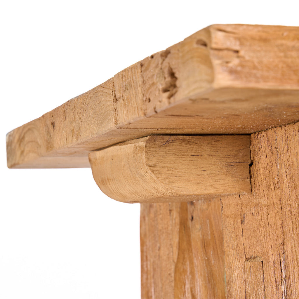 Tabouret bloc en teck massif ajouré - 40x40 cm