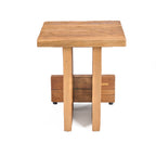 Tabouret bloc en teck massif ajouré - 40x40 cm