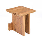 Tabouret bloc en teck massif ajouré - 40x40 cm