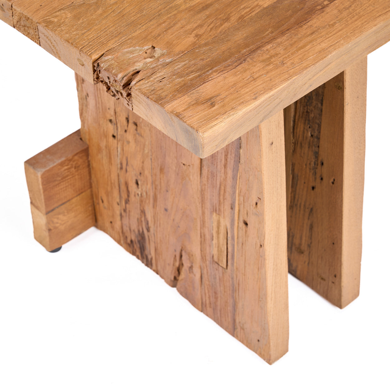 Tabouret bloc en teck massif ajouré - 40x40 cm