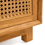 Chevet en teck et rotin naturel pour chambre 2 tiroirs – 51x48 cm